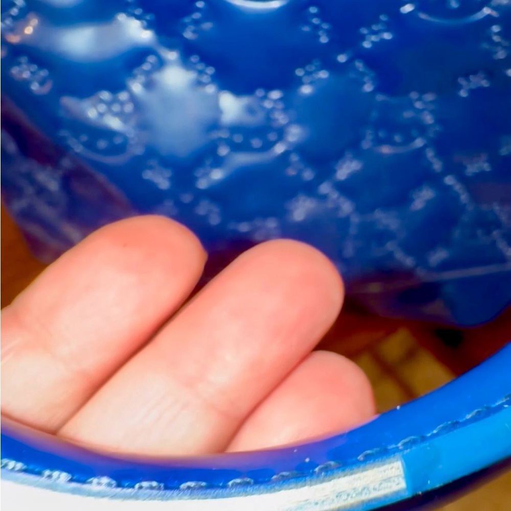 Authentic Hello Kitty Bows Embossed Metallic Blue… - image 8